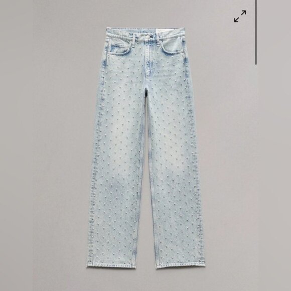 NWT Rag & Bone Shea Embellished High-Rise Straight-Leg Jeans Desirre Pearl Desi - Picture 10 of 11